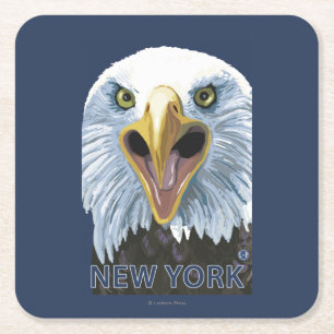 New YorkEagle Up Close Square Paper Coaster