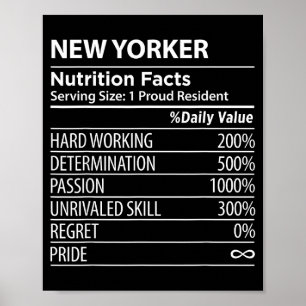 New Yorker Nutrition Facts Funny New York Pride  Poster