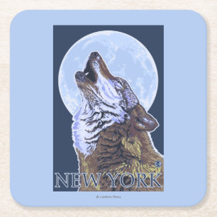 New YorkHowling Wolf Square Paper Coaster