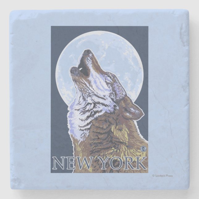 New YorkHowling Wolf Stone Coaster (Front)