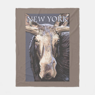 New YorkMoose Up Close Fleece Blanket