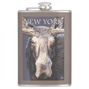 New YorkMoose Up Close Hip Flask