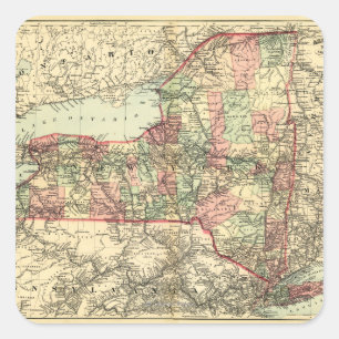 New YorkPanoramic MapNew York Square Sticker