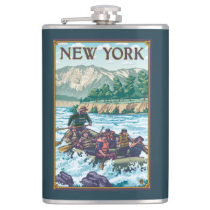 New YorkRiver Rafting Scene Hip Flask