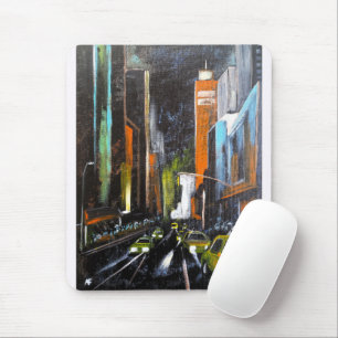 New York's Electric Midnight Painting - Alfred Fox Mouse Mat