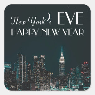 New York's Eve, Happy New Year Square Sticker