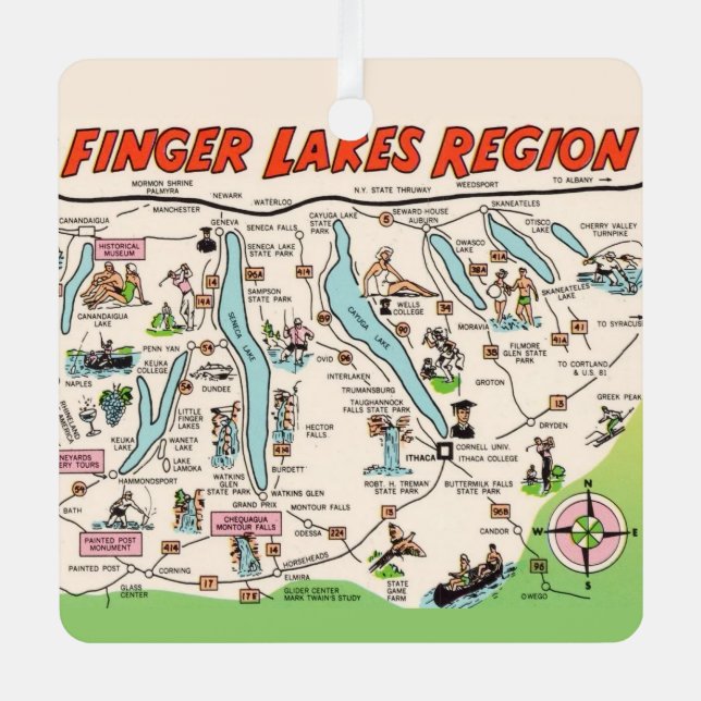 New York's Finger Lakes Metal Tree Decoration (Front)