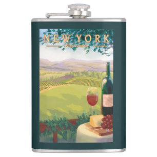 New YorkWine Country Scene Hip Flask
