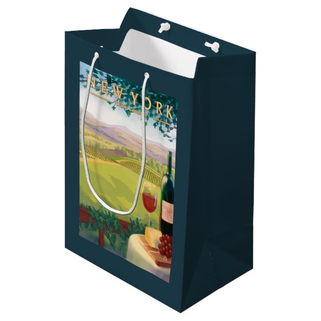 New YorkWine Country Scene Medium Gift Bag (Front Angled)