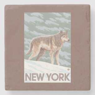 New YorkWolf Scene Stone Coaster