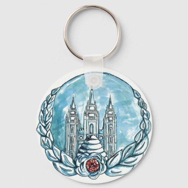 new young womens medallion key-chain key ring (Front)