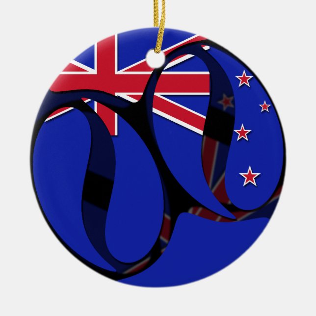 New Zealand #1 Ceramic Tree Decoration (Front)