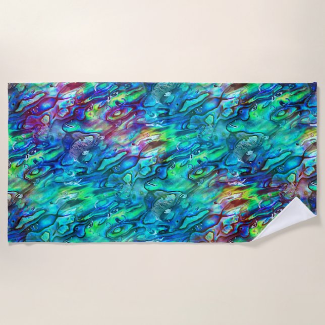 New Zealand Abalone Paua Shell Pattern 1 Beach Towel (Front)