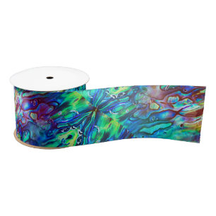 New Zealand Abalone Paua Shell Pattern 1 Satin Ribbon