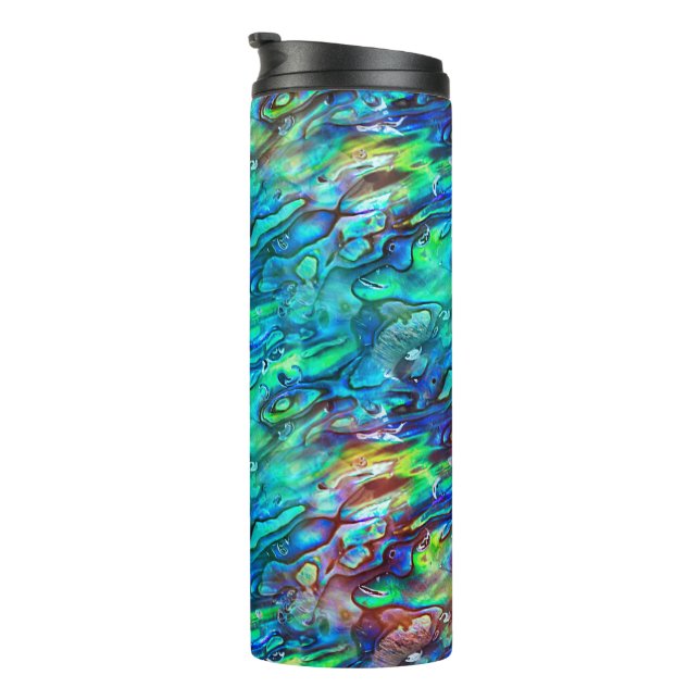 New Zealand Abalone Paua Shell Pattern 1 Thermal Tumbler (Rotated Right)