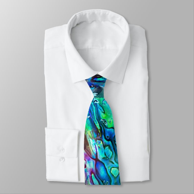 New Zealand Abalone Paua Shell Pattern 1 Tie (Tied)