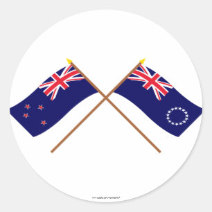 New Zealand and Cook Islands Crossed Flags Classic Round Sticker