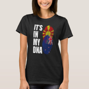 New Zealand And Macedonian Mix DNA Heritage Flag T-Shirt