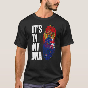 New Zealand And Montenegrin Mix DNA Heritage Flag T-Shirt