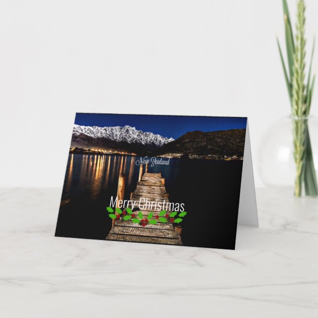 New Zealand at Night - Merry Christmas! Card (Front)