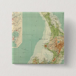 New Zealand Atlas Map 15 Cm Square Badge