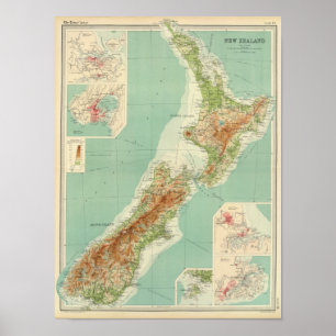 New Zealand Atlas Map Poster