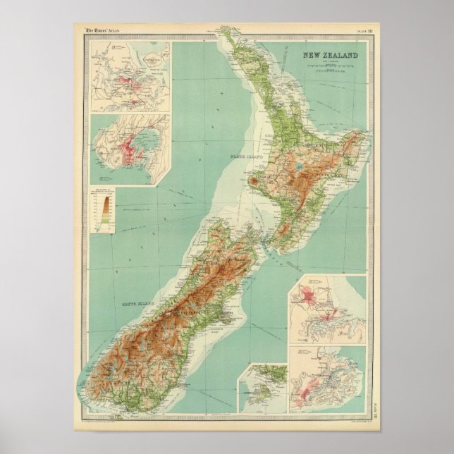 New Zealand Atlas Map Poster (Front)