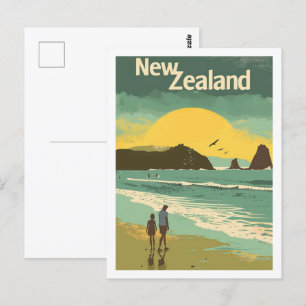 New Zealand Beach Vintage Famous Travel Place Postcard