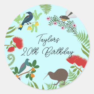 New Zealand Bird Birthday Classic Round Sticker