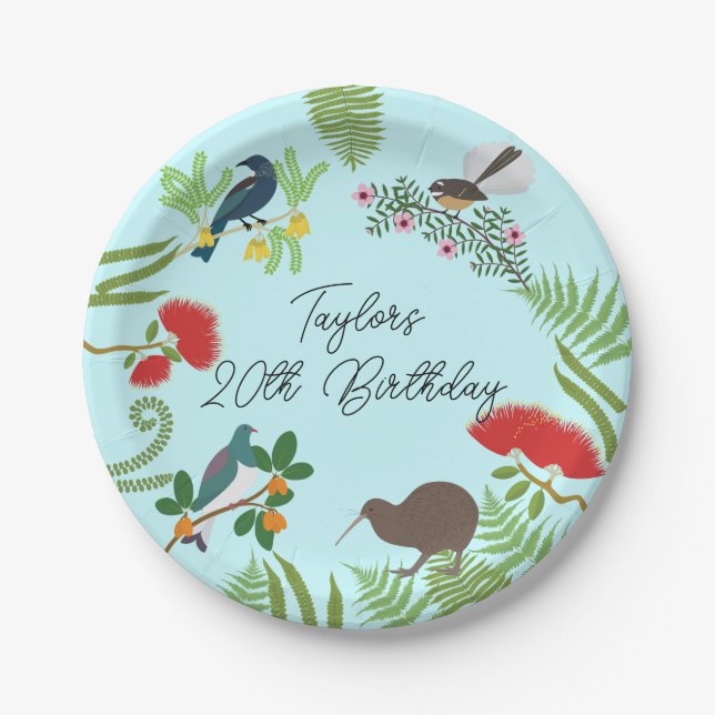 New Zealand Bird Birthday Paper Plate (Front)