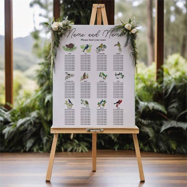 New Zealand Bird Wedding Seating Chart  (Creator Uploaded)