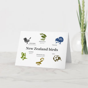 New Zealand birds gift card. Holiday Card
