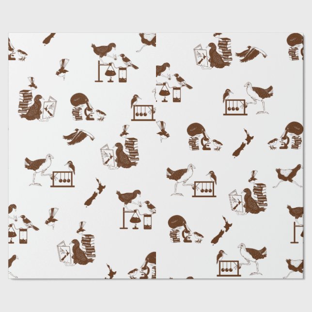 New Zealand birds science pattern Wrapping Paper (Seam)