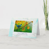 New Zealand Blue Tui Bird in Kowhai Tree on map NZ