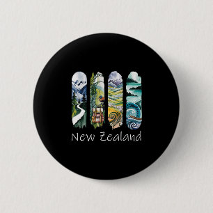New Zealand Brushstroke Kiwi Vacation Souvenir New 6 Cm Round Badge