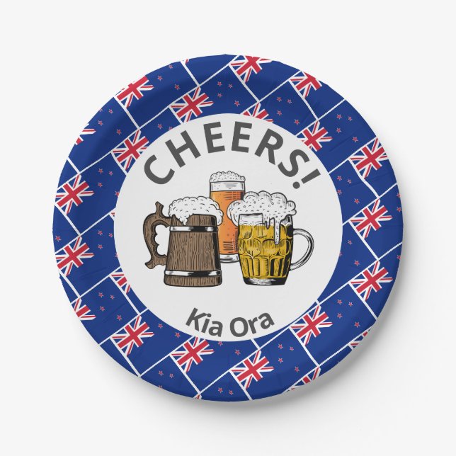 NEW ZEALAND Cheers Kia Ora Beer Paper Plate (Front)