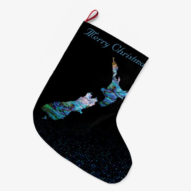 NEW ZEALAND CHRISTMAS MAP PAUA LARGE CHRISTMAS STOCKING (Front (Hanging))