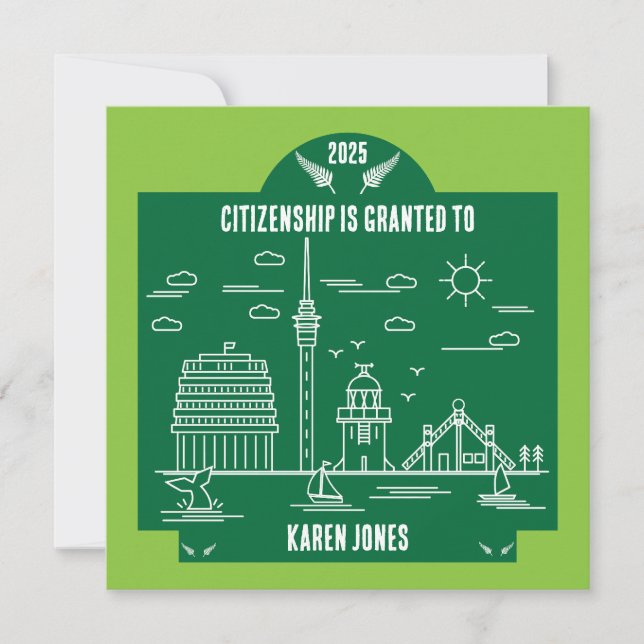 New Zealand Citizenship Celebration Gift Card (Front)