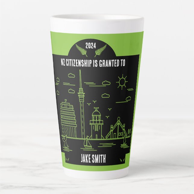 New Zealand Citizenship Celebration Gift Latte Mug (Front)