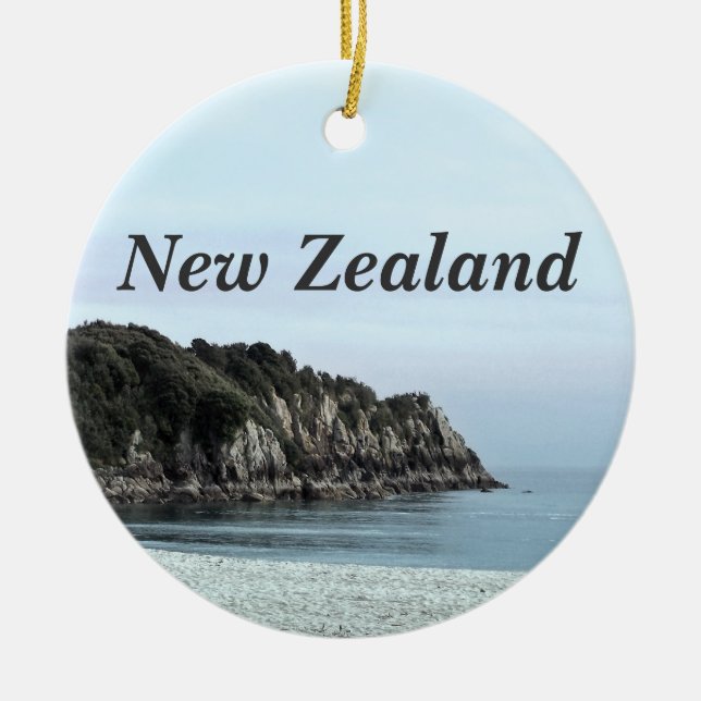 New Zealand Coast Ceramic Tree Decoration (Front)