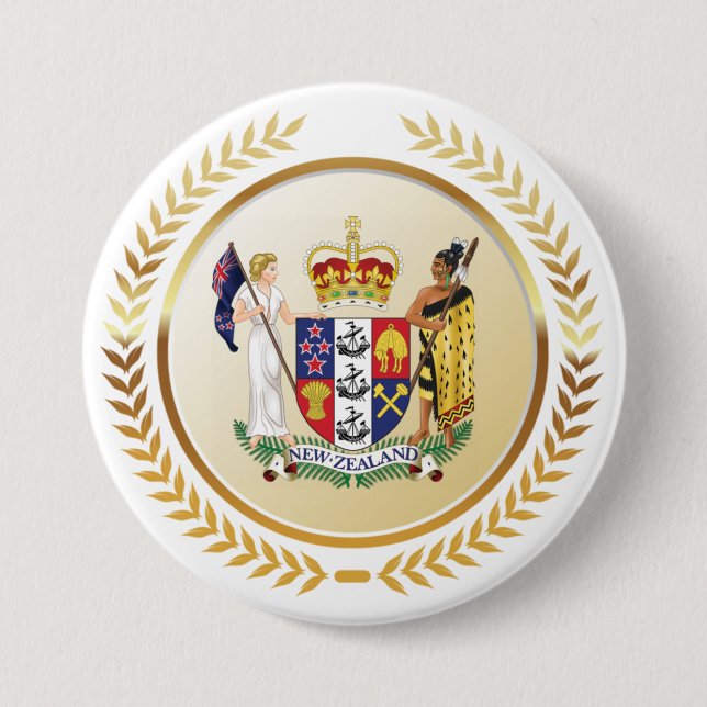 New Zealand Coat of Arms 7.5 Cm Round Badge (Front)