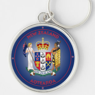 New Zealand Coat of Arms Circle Shape Key Ring
