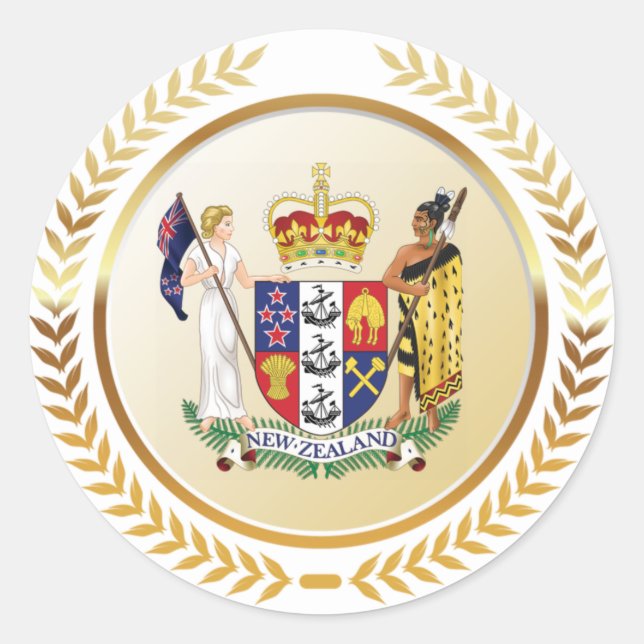 New Zealand Coat of Arms Classic Round Sticker (Front)