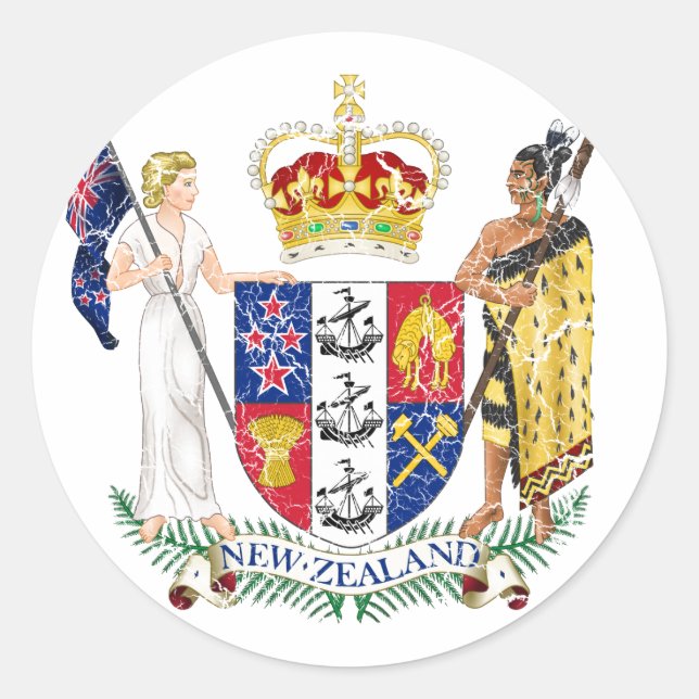 New Zealand Coat Of Arms Classic Round Sticker (Front)