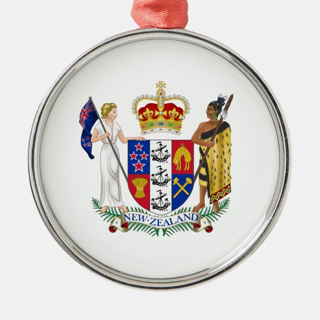 New Zealand Coat of Arms Metal Tree Decoration (Front)