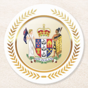 New Zealand Coat of Arms Round Paper Coaster