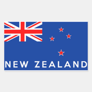 new zealand country flag symbol name text rectangular sticker