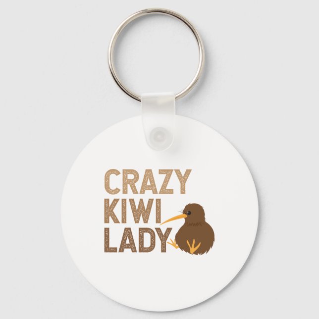 New Zealand Crazy Kiwi Lady Funny Gift Idea Key Ring (Front)