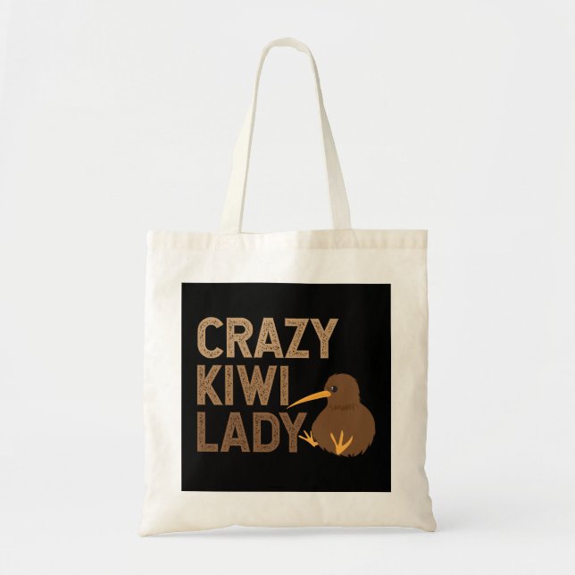 New Zealand Crazy Kiwi Lady Funny Gift Idea Tote Bag (Front)