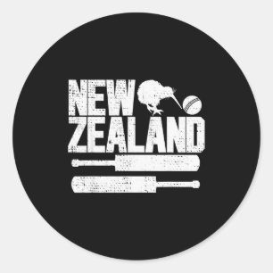 New Zealand Cricket (mr Kiwi And Mr Ball)  Classic Round Sticker